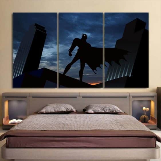Batman Superhero Silhouette On the Sunset 3pcs Canvas Wall Art - Superheroes Gears