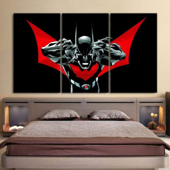 Batman Character On Red Label Black Cool Print 3pcs Canvas - Superheroes Gears