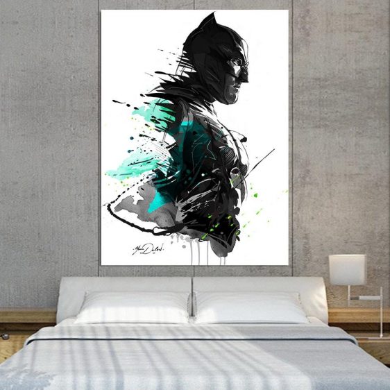 Cool Paint Art Design Batman Print On White 1pc Wall Art Canvas - Superheroes Gears