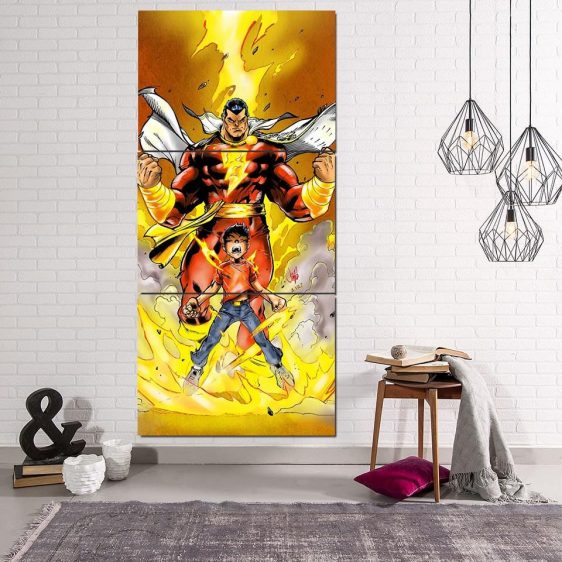 Young Billy Shazam Transformation 3pc Wall Art Canvas Print
