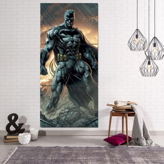 Angry Batman Standing Under The Rain 3pcs Canvas Vertical - Superheroes Gears