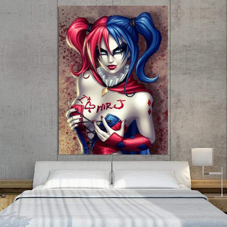 Harley Quinn I Love Mr Joker Red Tattoo Cool 1pc Vertical Canvas -  Superheroes Gears