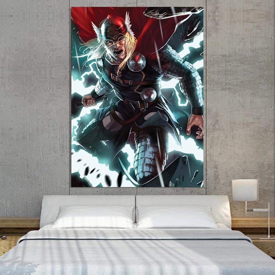 Thor Big Cartoon Super Angry On Fight 1pc Vertical Canvas - Superheroes ...