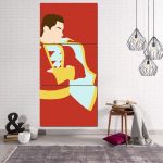 Captain Marvel Shazam Trendy Red 3pc Wall Art Canvas Print