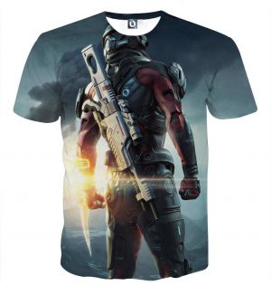 Mass Effect Captain Assault Rifle Laser Blade Cool T-Shirt - Superheroes Gears