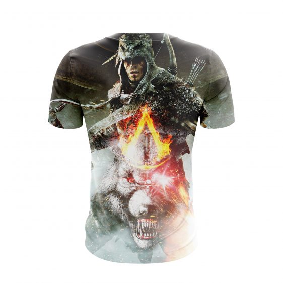 Assassin's Creed Connor White Angry Wolf Design Dope T-Shirt
