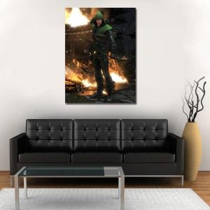DC Comics Green Arrow Fiery Destruction 1pc Wall Art Canvas Print
