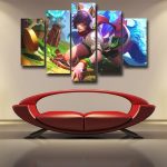 League of Legends Ahri Female Fighter Lively Color Art Style 5pc Wall Art - Superheroes Gears