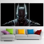 Batman Hero Head Shot On The Dark 3pcs Canvas Horizontal Style - Superheroes Gears