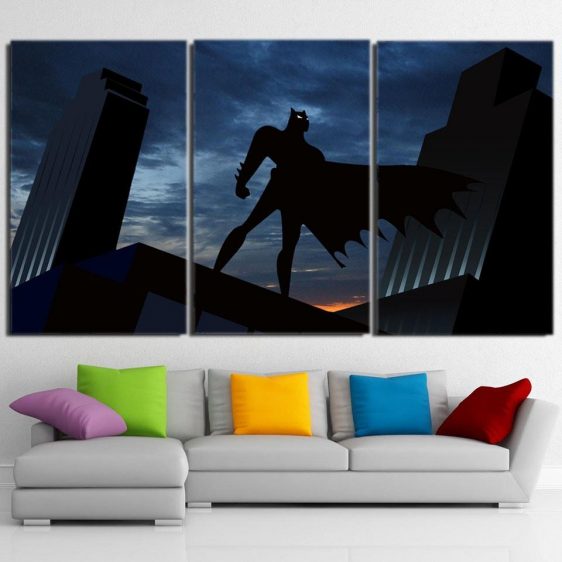 Batman Superhero Silhouette On the Sunset 3pcs Canvas Wall Art - Superheroes Gears