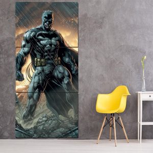 Angry Batman Standing Under The Rain 3pcs Canvas Vertical - Superheroes Gears