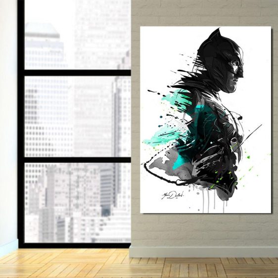 Cool Paint Art Design Batman Print On White 1pc Wall Art Canvas - Superheroes Gears