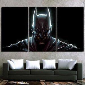 Batman Hero Head Shot On The Dark 3pcs Canvas Horizontal Style - Superheroes Gears