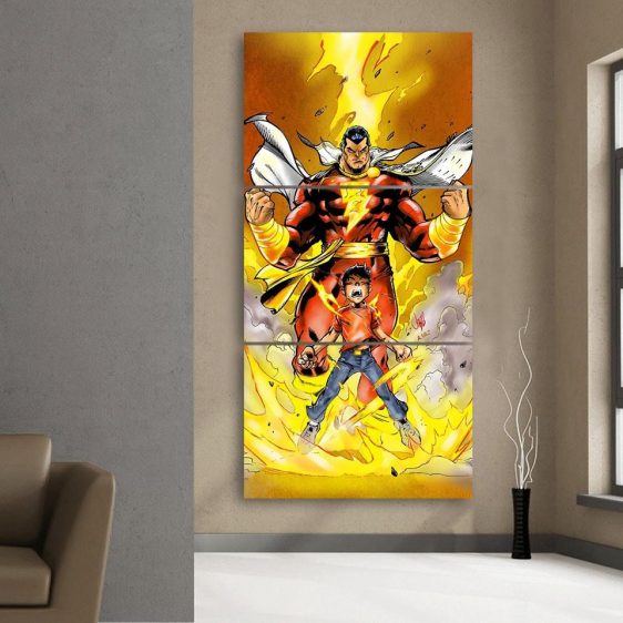 Young Billy Shazam Transformation 3pc Wall Art Canvas Print