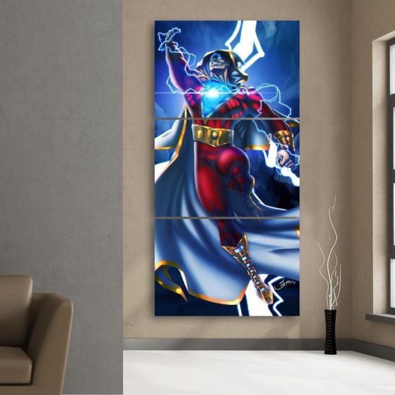 DC Comics Flying Captain Marvel Shazam Vertical 3pc Canvas Print