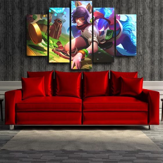 League of Legends Ahri Female Fighter Lively Color Art Style 5pc Wall Art - Superheroes Gears
