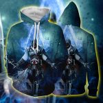 Assassin's Creed Ezio Epic Vibrant Blue Flame Design Hoodie