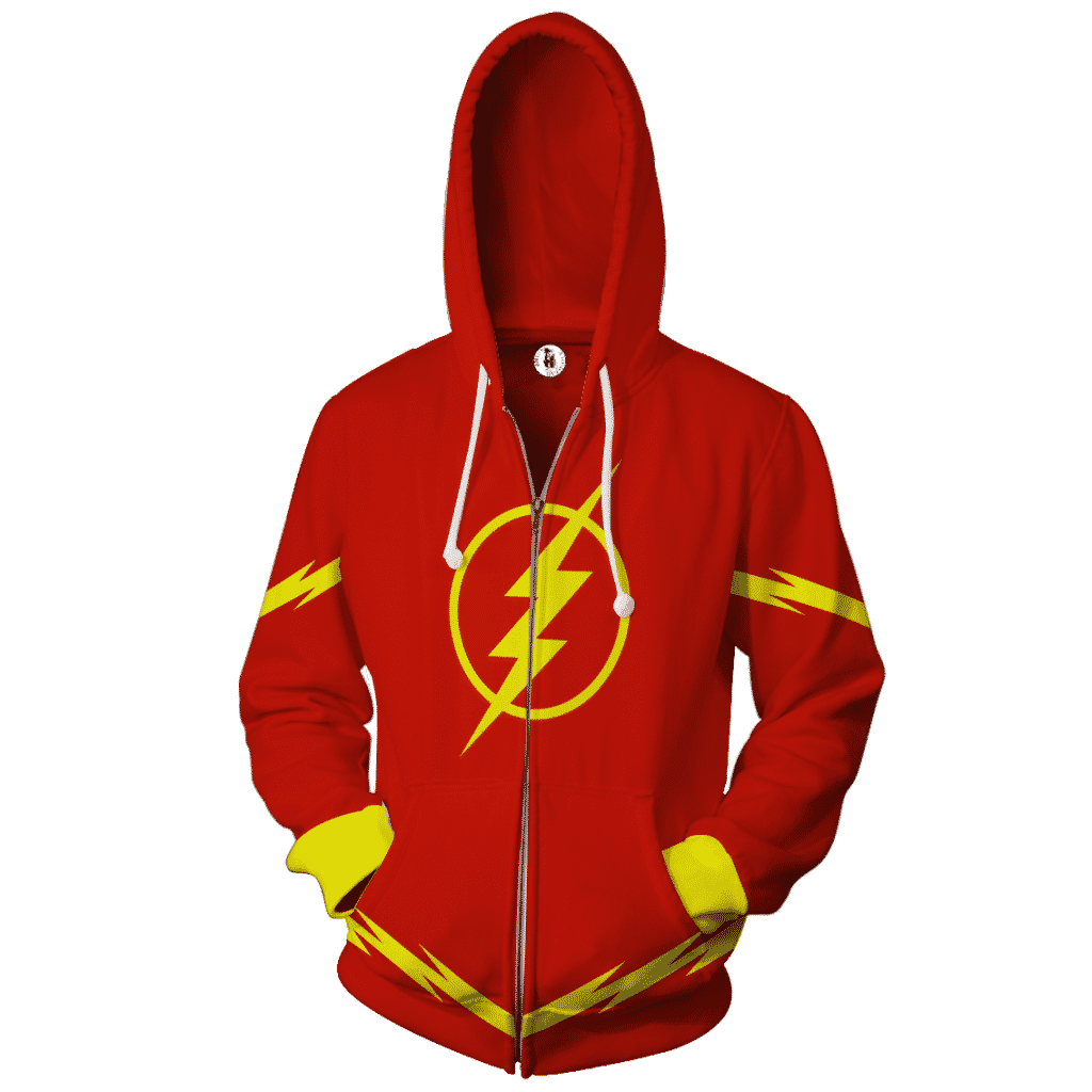 The Flash Superhero 3D Cosplay Red Zip Up Hoodie