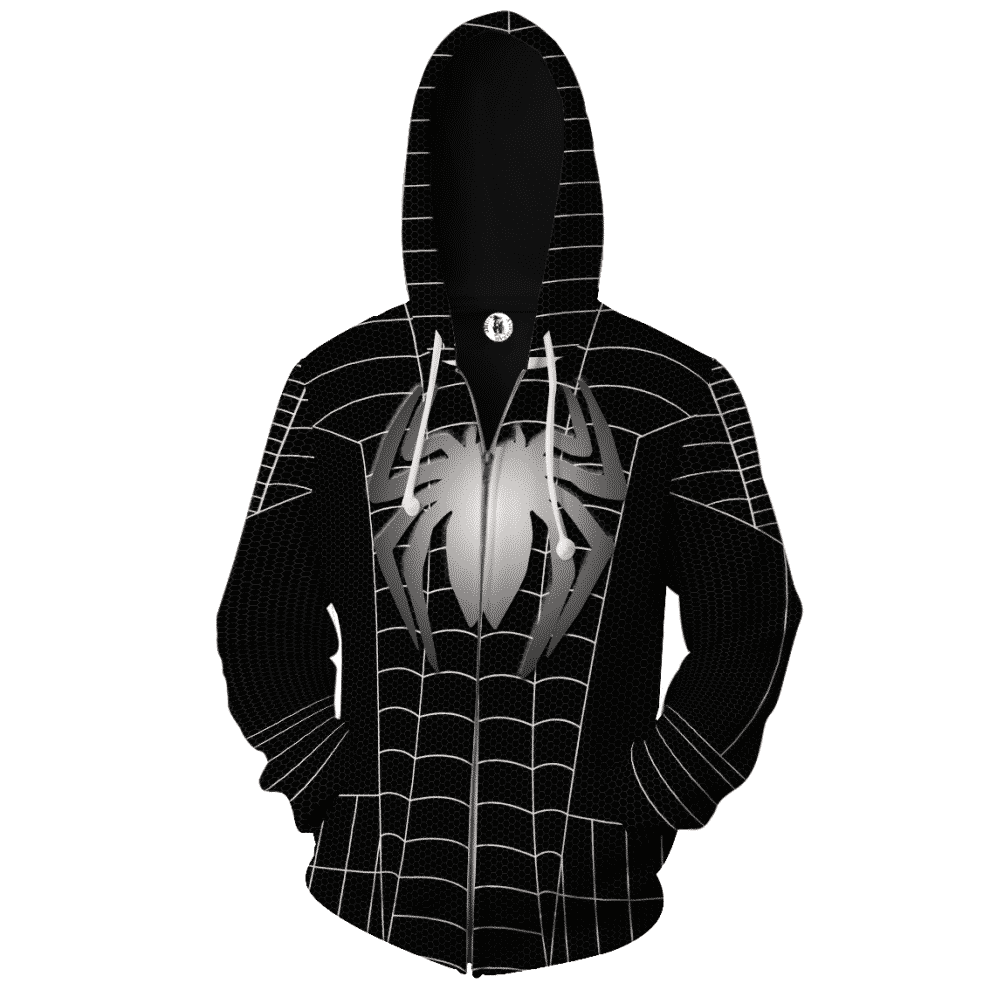 Spider-Man Hiding in Black 3D Cosplay Zip Up Hoodie