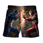 The Avengers Iron Man Fighting Captain America Print Shorts