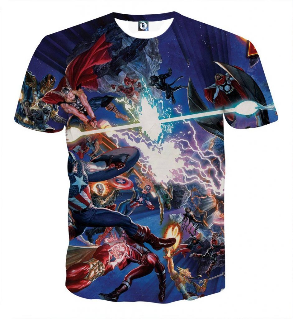 Marvel Guardians of the Galaxy Stunning Battle Scene 3D Full Print T-shirt