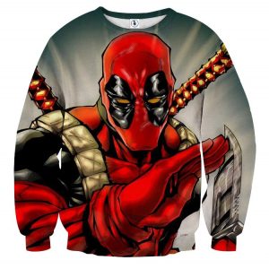 Deadpool Wielding A Knife Fighting Amazing Design Sweatshirt - Superheroes Gears