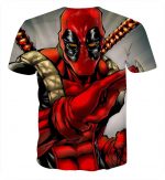 Deadpool Wielding A Knife Fighting Amazing Design T-shirt - Superheroes Gears