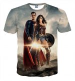 Dawn Of Justice Superman and Wonder Woman Full Print T-Shirt - Superheroes Gears