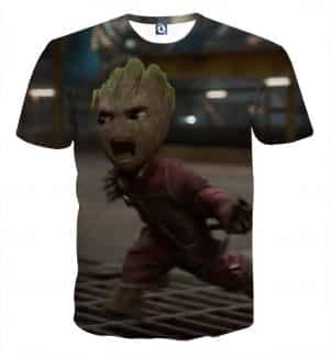 Guardians of the Galaxy Angry Baby Groot 3D Print Design T-shirt - Superheroes Gears