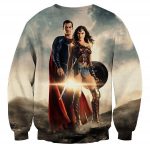 Dawn Of Justice Superman and Wonder Woman Full Print Sweatshirt - Superheroes Gears