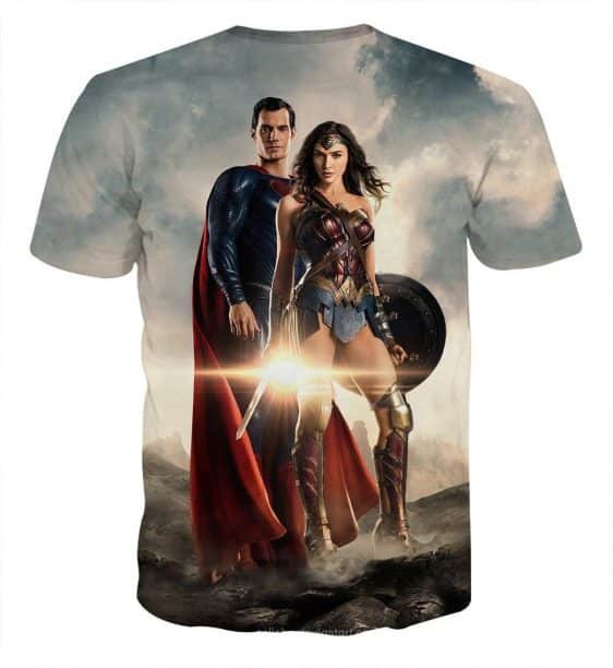 Dawn Of Justice Superman and Wonder Woman Full Print T-Shirt - Superheroes Gears