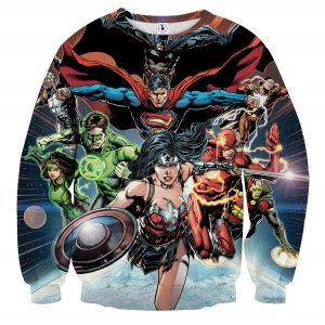 Justice League DC Comics Superheroes Team Awesome 3D Print Sweatshirt - Superheroes Gears