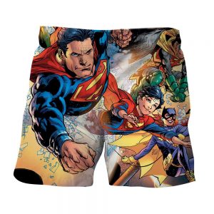 Justice League Powerful Superman Comic Art Print Shorts - Superheroes Gears