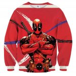 Deadpool Folding His Arms Dope Style Full Print Red Sweatshirt - Superheroes Gears