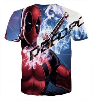 Sexy Deadpool Winking Awesome Portrait Smoke Design T-shirt - Superheroes Gears