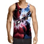 Sexy Deadpool Winking Awesome Portrait Smoke Design Tank Top - Superheroes Gears