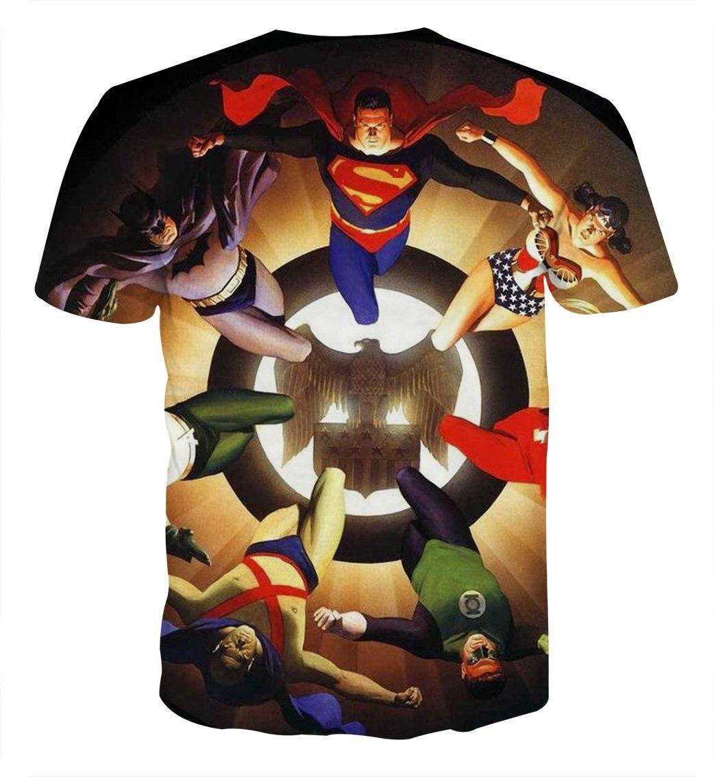 Justice League Superheroes Justice Symbol 3D Print T Shirt