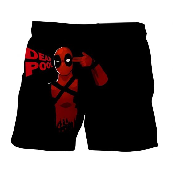 Deadpool Marvel Hand Gun Sign Red And Black Design Short - Superheroes Gears