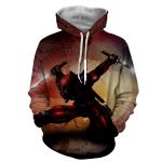 Serious Deadpool Dual Blades Fighting Fashionable Print Hoodie - Superheroes Gears