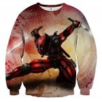 Serious Deadpool Dual Blades Fighting Fashionable Print Sweatshirt - Superheroes Gears