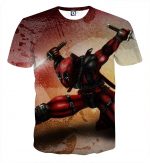 Serious Deadpool Dual Blades Fighting Fashionable Print T-shirt - Superheroes Gears