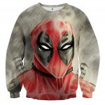 Deadpool Wet Face Portrait In The Rain Amazing Design Sweatshirt - Superheroes Gears