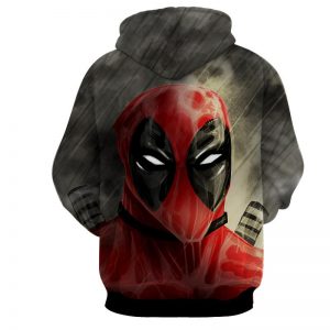 Deadpool Wet Face Portrait In The Rain Amazing Design Hoodie - Superheroes Gears