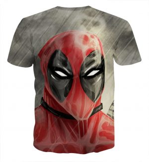Deadpool Wet Face Portrait In The Rain Amazing Design T-shirt - Superheroes Gears
