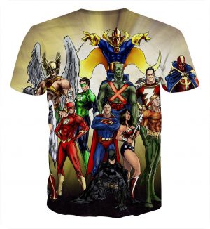 Justice League DC Superheroes Characters Full Print T-Shirt - Superheroes Gears