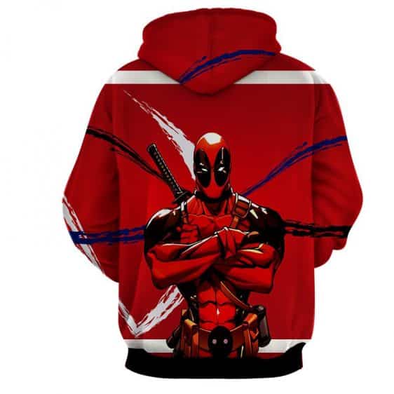 Deadpool Folding His Arms Dope Style Full Print Red Hoodie - Superheroes Gears