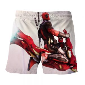 Funny Deadpool Riding Iron Man Meme Style 3D Print Short - Superheroes Gears