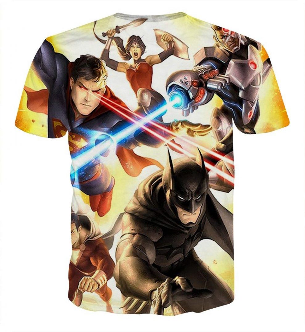 Justice League Super Power Heroes Cool Art Printing T-Shirt