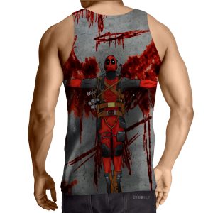Deadpool Guns Holding Bloody Wings Dope Design Print Tank Top - Superheroes Gears