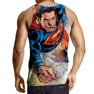 Justice League Powerful Superman Comic Art Print Tank Top - Superheroes Gears